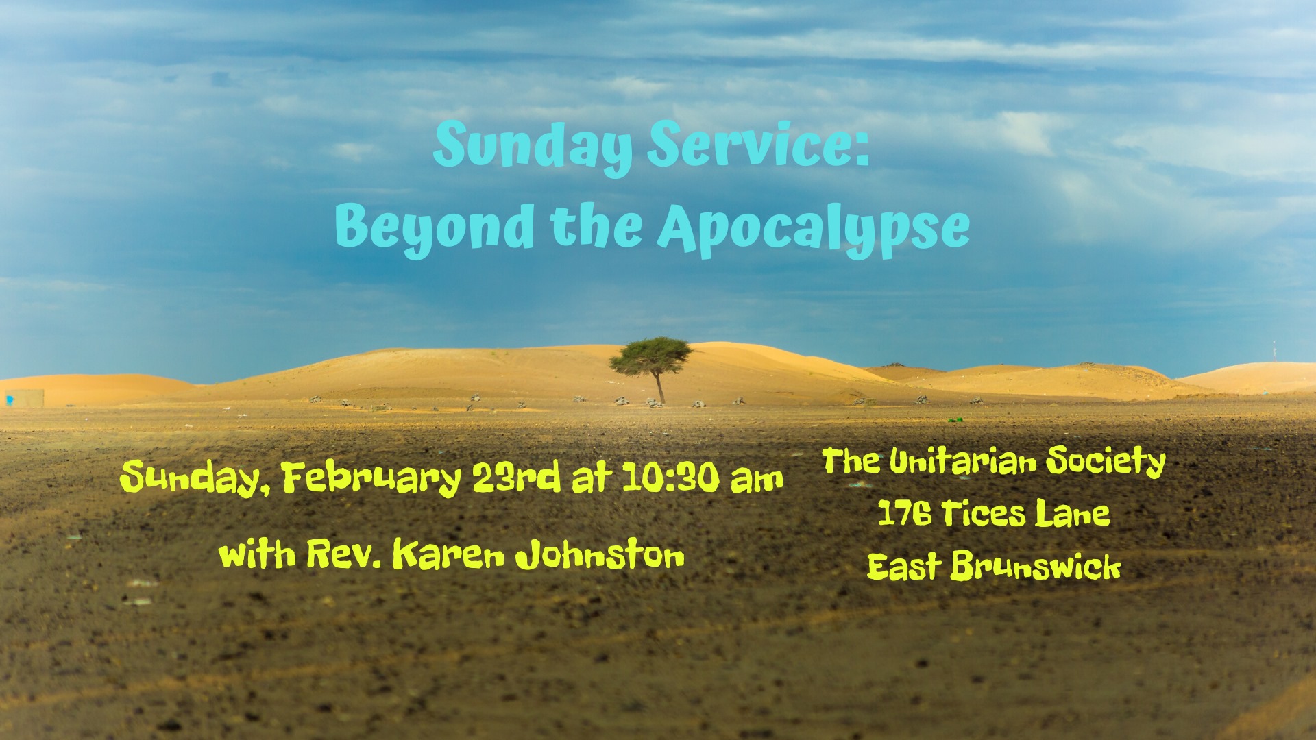 Beyond the Apocolypse — Sunday, February 23, 2020 @ 10:30 AM