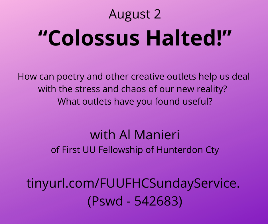 Sunday Service, August 2, 2020 @ 10:30 AM